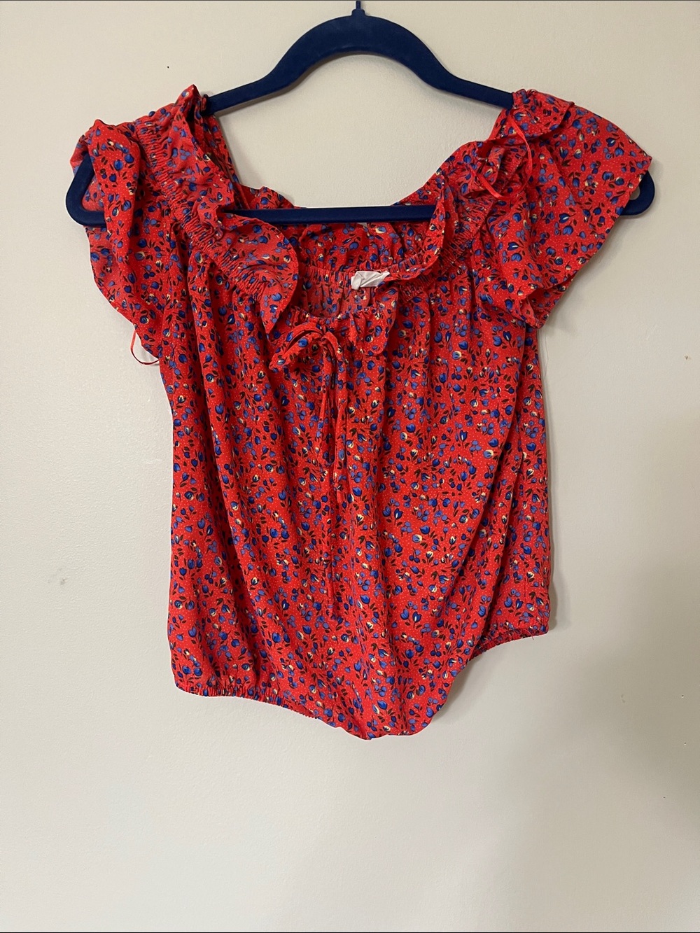 Sienna Sky Red Floral Ruffle Sleeve Blouse